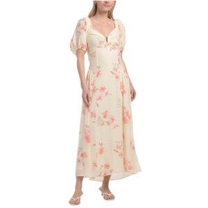 HUNTER & BROWN Basque Waist Puff Sleeve Dress